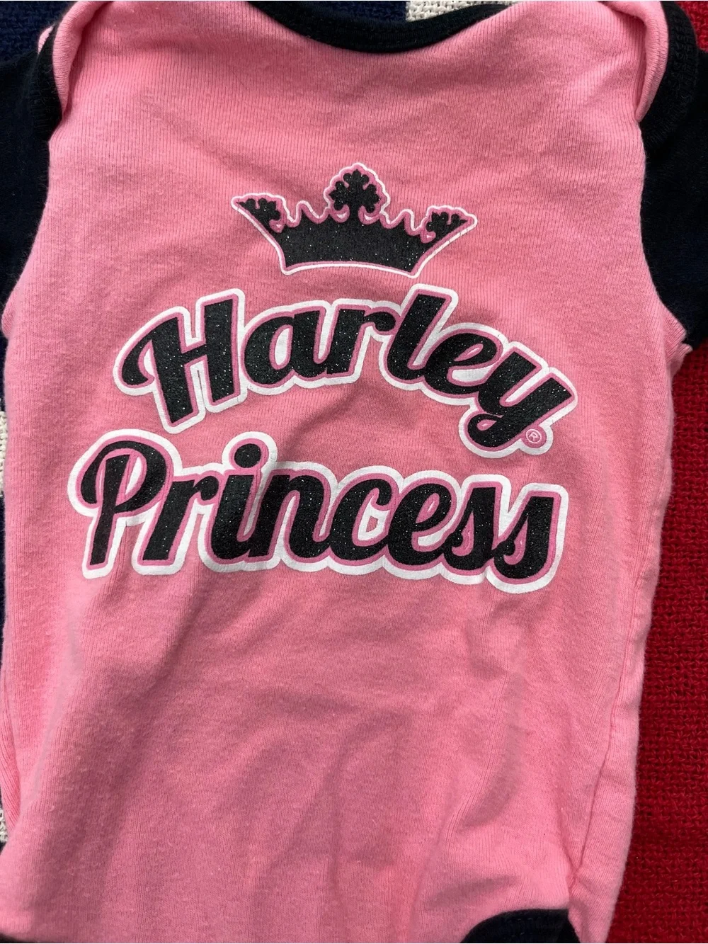 Harley Davidson Princess Pink & Black Baby One-Piece Bodysuit Size 3-6 Months